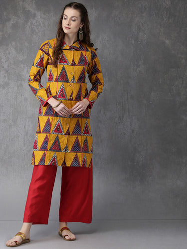 Anouk-Women-Mustard-Printed-Tailored-Jacket