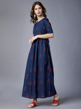 Load image into Gallery viewer, Blue-Red-Print-Vishudh-navyblue