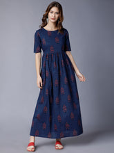 Load image into Gallery viewer, Blue-Red-Print-Vishudh-navyblue