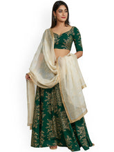 Load image into Gallery viewer, Green-Gold-Toned-Printed-Ready-to-Wear-Lehenga--Blouse-with-Dupatta