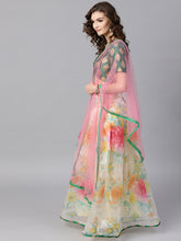 Load image into Gallery viewer, Green-Off-White-Woven-Design-Semi-Stitched-Lehenga-Unstitched-Blouse-with-Dupatta