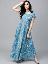 Load image into Gallery viewer, Light-Blue-white-Print-Women-Dresses