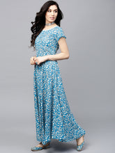 Load image into Gallery viewer, Light-Blue-white-Print-Women-Dresses