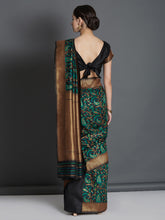 Load image into Gallery viewer, Mitera-Black--Teal-Green-Silk-Blend--Party-wear-Kanjeewaram-Saree