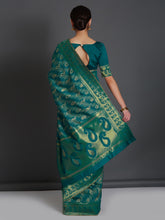 Load image into Gallery viewer, Mitera-Teal--Blue-Silk-Blend-Woven-Design-Banarasi-Saree