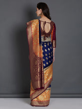 Load image into Gallery viewer, Navy-Blue--Red-Silk-Blend-Woven-Design-Banarasi-Saree1