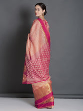 Load image into Gallery viewer, Pink--Peach-Coloured-Silk-Blend-Woven-Design-Banarasi-Saree