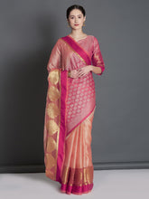 Load image into Gallery viewer, Pink--Peach-Coloured-Silk-Blend-Woven-Design-Banarasi-Saree