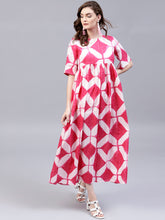 Load image into Gallery viewer, Pink-White-Print-Women-Dresses