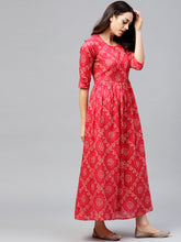Load image into Gallery viewer, Pink-Yellow-Print-Women-Dresses