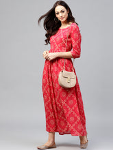 Load image into Gallery viewer, Pink-Yellow-Print-Women-Dresses
