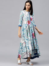 Load image into Gallery viewer, Rainbow-Color-Women-White-Printed-Maxi-Dress