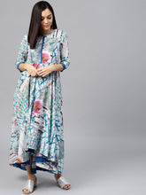 Load image into Gallery viewer, Rainbow-Color-Women-White-Printed-Maxi-Dress
