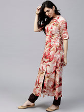 Load image into Gallery viewer, Red &amp; Beige Floral Print Kurta