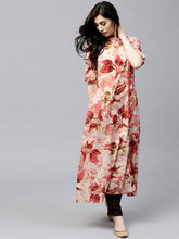 Load image into Gallery viewer, Red &amp; Beige Floral Print Kurta
