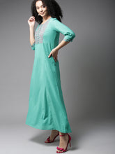 Load image into Gallery viewer, Sea-Green-Solid-Maxi-Dress
