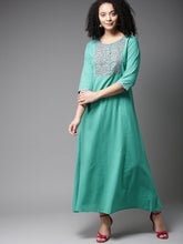 Load image into Gallery viewer, Sea-Green-Solid-Maxi-Dress