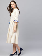 Load image into Gallery viewer, White-Blue-Floral-Print-Women-Dresses