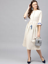 Load image into Gallery viewer, White-Blue-Floral-Print-Women-Dresses