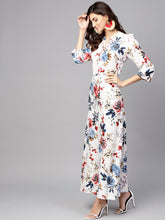 Load image into Gallery viewer, White-Blue-Red-Flower-Women-Dresses