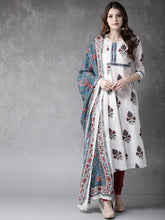Load image into Gallery viewer, White-Blue-women-Kurta-Sets