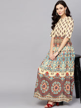 Load image into Gallery viewer, Women-Cream-Coloured-Printed-Maxi-Dress