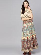 Load image into Gallery viewer, Women-Cream-Coloured-Printed-Maxi-Dress