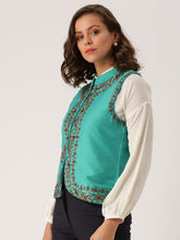 Load image into Gallery viewer, Women-Green-Self-Design-Tailored-Jacket
