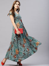 Load image into Gallery viewer, Women-Grey-Printed-Maxi-Dress