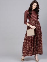 Load image into Gallery viewer, Women-Maroon-Printed-Maxi-Dress