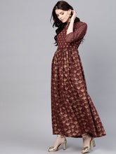 Load image into Gallery viewer, Women-Maroon-Printed-Maxi-Dress