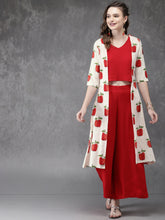Load image into Gallery viewer, Women-Off-White--Red-Printed-Kurta-with-Palazzos
