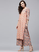 Load image into Gallery viewer, Women-Orange-Off-White-Printed-Straight-Kurta