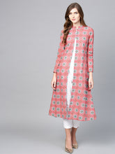 Load image into Gallery viewer, Women-Pink-Printed-Open-Front-Jacket