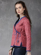 Load image into Gallery viewer, Women-Red-Self-Design-Tailored-Jacket
