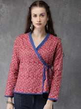 Load image into Gallery viewer, Women-Red-Self-Design-Tailored-Jacket