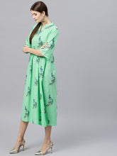 Load image into Gallery viewer, Women-Sea-Green-Printed-Maxi-Dress