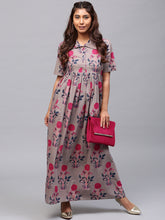 Load image into Gallery viewer, Women-Taupe-Printed-Maxi-Dress
