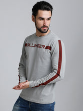 Load image into Gallery viewer, Grey maroon printed mens full sleeve tee-shirt