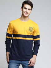 Load image into Gallery viewer, Yellow Blue full sleeve round neck tee-shirt for men