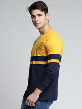 Load image into Gallery viewer, Yellow Blue full sleeve round neck tee-shirt for men