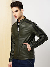 Load image into Gallery viewer, Dark green leather jacket