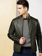 Load image into Gallery viewer, Dark green leather jacket