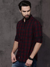 Load image into Gallery viewer, Red and black casual shirt for men.