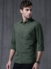 Load image into Gallery viewer, Green cotton casual shirt for men