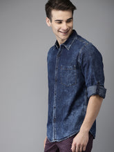 Load image into Gallery viewer, Blue denim casual shirt for men