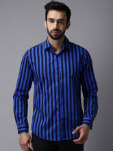 Load image into Gallery viewer, Blue with blask lines casual shirt for men