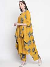 Load image into Gallery viewer, women-yellow--blue-embroidered-kurta-with-trouser