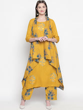 Load image into Gallery viewer, women-yellow--blue-embroidered-kurta-with-trouser